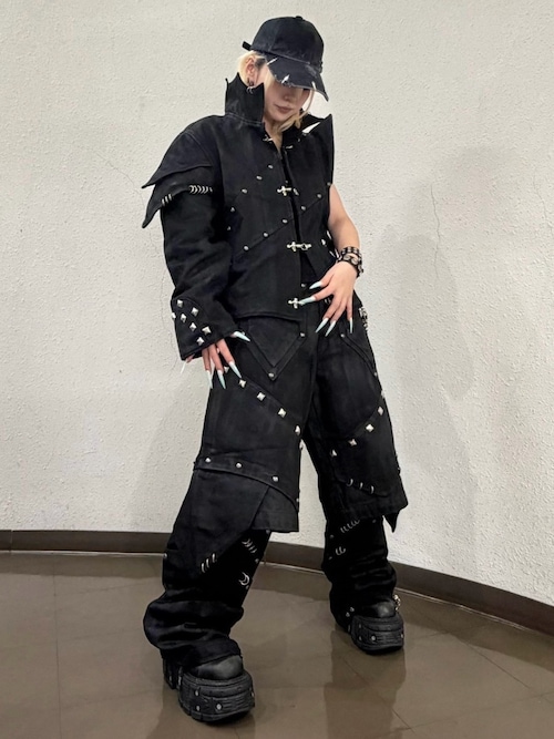 UNIZ ワイドパンツ ハーフパンツ ジーンズ 短パン 「UNIZ」Black