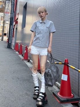 「アイテム（ソックス/靴下）」を使った、Never mind the XU / Chikashitsu+さん（レディース・158cm）の夏コーディネート