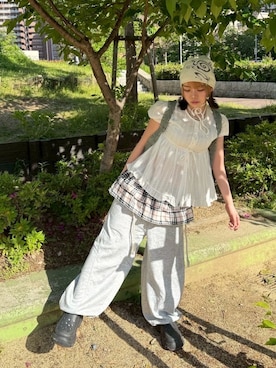 「Never mind the XU / Chikashitsu+（ネバーマインド ザ エックスユー / チカシツプラス）のアイテム」を使った、Never mind the XU / Chikashitsu+さん（レディース・165cm）の秋コーディネート