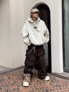 「FREE WORLD ORDER（フリーワールドオーダー）のアイテム」を使った、Never mind the XU / Chikashitsu+さん（メンズ・173cm）の秋コーディネート