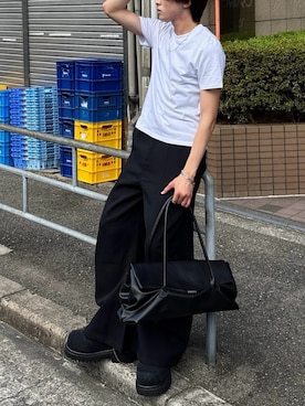 「Chikashitsu +（チカシツプラス）のアイテム」を使った、Never mind the XU / Chikashitsu+さん（メンズ・178cm）の夏コーディネート
