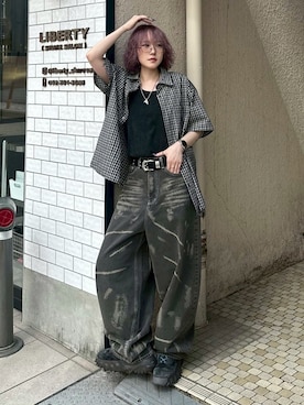 「アイテム（タンクトップ）」を使った、Never mind the XU / Chikashitsu+さん（レディース・161cm）の夏コーディネート