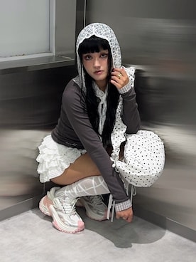 「アイテム（ニットキャップ/ビーニー）」を使った、Never mind the XU / Chikashitsu+さん（レディース・165cm）の秋コーディネート