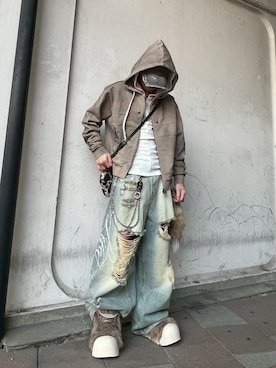 「FREE WORLD ORDER（フリーワールドオーダー）のアイテム」を使った、Never mind the XU / Chikashitsu+さん（メンズ・166cm）の冬コーディネート