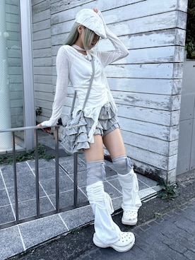 「アイテム（レッグウォーマー）」を使った、Never mind the XU / Chikashitsu+さん（メンズ・160cm）の秋コーディネート