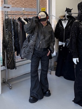 「アイテム（MA-1）」を使った、Never mind the XU / Chikashitsu+さん（メンズ・168cm）の秋コーディネート