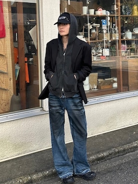 「NOMANUAL（NOMANUAL）のアイテム」を使った、Never mind the XU / Chikashitsu+さん（メンズ・174cm）の秋コーディネート