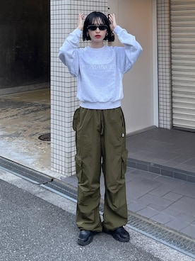 「NOMANUAL（NOMANUAL）のアイテム」を使った、Never mind the XU / Chikashitsu+さん（レディース・159cm）の秋コーディネート