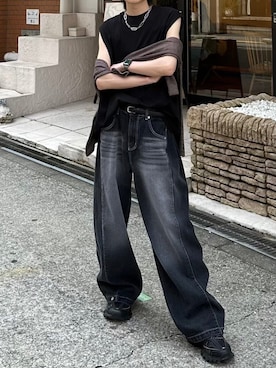 「Chikashitsu +（チカシツプラス）のアイテム（アクセサリー）」を使った、Never mind the XU / Chikashitsu+さん（メンズ・170cm）の秋コーディネート
