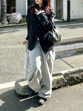 「Chikashitsu +（チカシツプラス）のアイテム（パンツ）」を使った、Never mind the XU / Chikashitsu+さん（レディース・165cm）の冬コーディネート