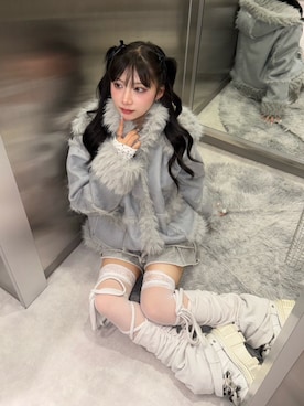 「アイテム（レッグウォーマー）」を使った、Never mind the XU / Chikashitsu+さん（レディース・153cm）の秋コーディネート