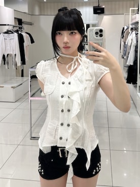 「NOT KNOWING（ノットノーイング）のアイテム」を使った、Never mind the XU / Chikashitsu+さん（レディース・151cm）の夏コーディネート