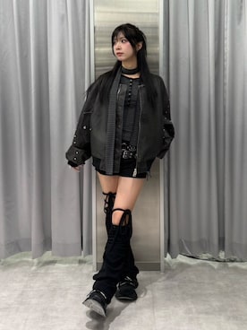 「アイテム（レッグウォーマー）」を使った、Never mind the XU / Chikashitsu+さん（レディース・153cm）の秋コーディネート