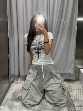 「Never mind the XU / Chikashitsu+（ネバーマインド ザ エックスユー / チカシツプラス）のアイテム（ネックレス）」を使った、Never mind the XU / Chikashitsu+さん（レディース・153cm）の夏コーディネート