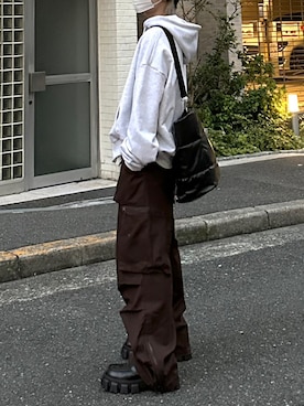 「Chikashitsu +（チカシツプラス）のアイテム（パーカー）」を使った、Never mind the XU / Chikashitsu+さん（メンズ・170cm）の秋コーディネート