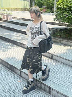 「XU（エックスユー）のアイテム」を使った、Never mind the XU / Chikashitsu+さん（レディース・153cm）の夏コーディネート