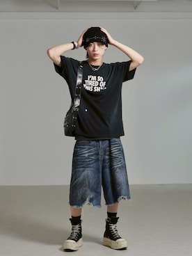 「アイテム（ニットキャップ/ビーニー）」を使った、Never mind the XU / Chikashitsu+さん（メンズ・177cm）の夏コーディネート