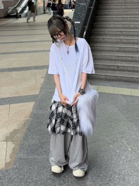 「GATELESS（ゲートレス）のアイテム」を使った、Never mind the XU / Chikashitsu+さん（レディース・160cm）の夏コーディネート