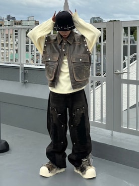 「FREE WORLD ORDER（フリーワールドオーダー）のアイテム」を使った、Never mind the XU / Chikashitsu+さん（メンズ・167cm）の秋コーディネート