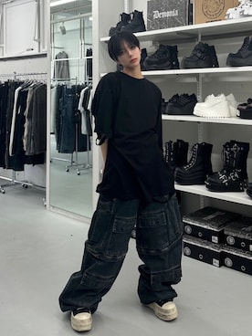 「XU（エックスユー）のアイテム（パンツ）」を使った、Never mind the XU / Chikashitsu+さん（メンズ・168cm）の夏コーディネート