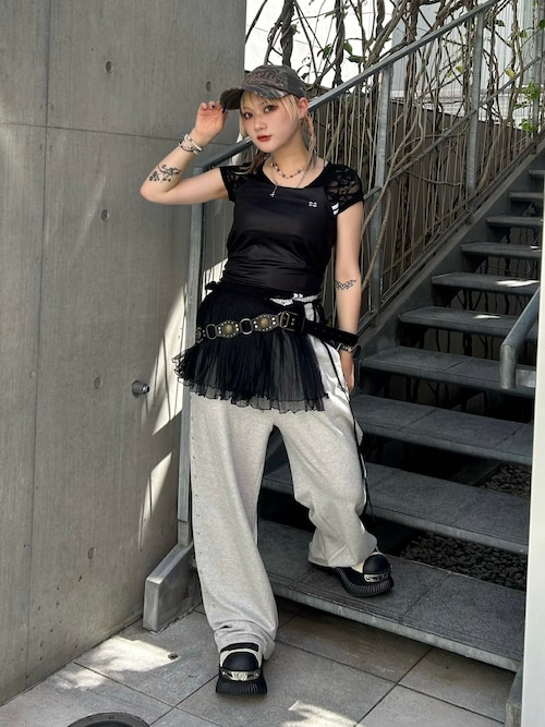 ● SETUP-EXE ● 33 LACE TOP 2色 レース 半袖Tシャツ SETUP‐EXE】33 LACE TOP / 【セットアップエグゼ】33 レース半袖