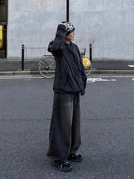 「NOMANUAL（NOMANUAL）のアイテム（帽子）」を使った、Never mind the XU / Chikashitsu+さん（レディース・161cm）の秋コーディネート