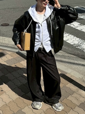 「アイテム（ブルゾン）」を使った、Never mind the XU / Chikashitsu+さん（メンズ・178cm）の秋コーディネート