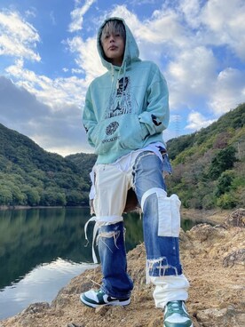 「REGION（リージョン）のアイテム」を使った、Never mind the XU / Chikashitsu+さん（メンズ・165cm）の冬コーディネート
