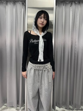 「アイテム（スウェットパンツ）」を使った、Never mind the XU / Chikashitsu+さん（レディース・164cm）の秋コーディネート