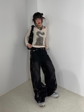 「Never mind the XU / Chikashitsu+（ネバーマインド ザ エックスユー / チカシツプラス）のアイテム」を使った、Never mind the XU / Chikashitsu+さん（レディース・150cm）の秋コーディネート