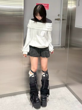 「レッグウォーマー」｜Never mind the XU / Chikashitsu+さん（レディース・153cm）の春コーディネート