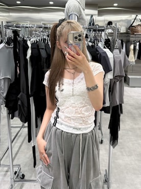 「SETUPEXE（セットアップイーエックスイー）のアイテム」を使った、Never mind the XU / Chikashitsu+さん（レディース・153cm）の夏コーディネート