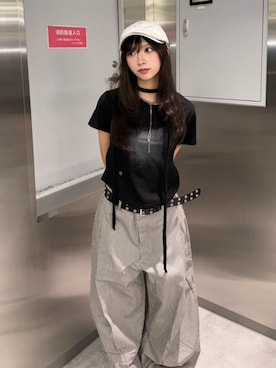 「アイテム（ハンチング/ベレー帽）」を使った、Never mind the XU / Chikashitsu+さん（レディース・153cm）の夏コーディネート