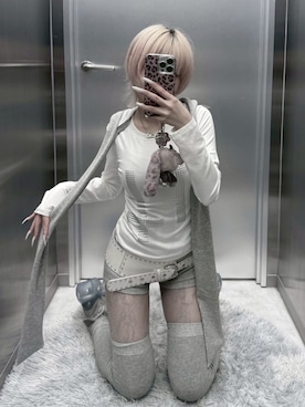 「アイテム（タイツ/ストッキング、グレー系）」を使った、Never mind the XU / Chikashitsu+さん（レディース・152cm）の夏コーディネート