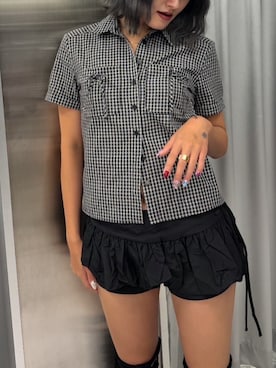 「黒コーデ」｜Never mind the XU / Chikashitsu+さん（レディース・165cm）の夏コーディネート