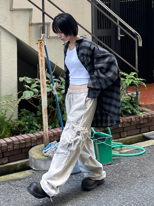 Chikashitsu +】oversized check shirts / 【チカシツプラス】オーバー