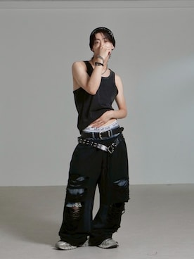 「アイテム（ニットキャップ/ビーニー）」を使った、Never mind the XU / Chikashitsu+さん（メンズ・177cm）の夏コーディネート