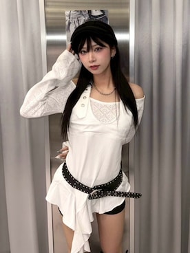 「アイテム（カーゴパンツ）」を使った、Never mind the XU / Chikashitsu+さん（レディース・153cm）の秋コーディネート