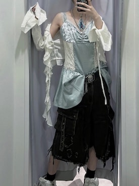 「Cest Nous（セヌー）のアイテム」を使った、Never mind the XU / Chikashitsu+さん（レディース・165cm）の夏コーディネート