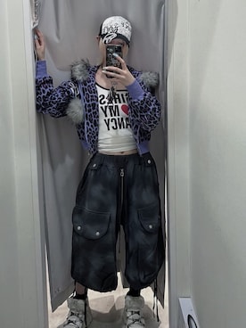 「アイテム（パーカー）」を使った、Never mind the XU / Chikashitsu+さん（レディース・165cm）の秋コーディネート