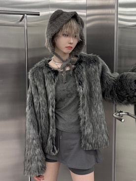 「ロンT」｜Never mind the XU / Chikashitsu+さん（レディース・165cm）の冬コーディネート