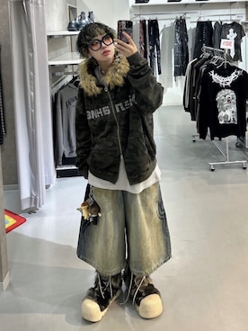 「ハーフパンツ」｜Never mind the XU / Chikashitsu+さん（レディース・165cm）の冬コーディネート