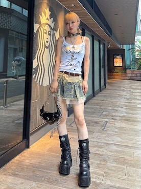 「アイテム（キャミソール）」を使った、Never mind the XU / Chikashitsu+さん（レディース・158cm）の夏コーディネート