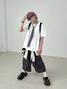 「NEXT IMPULSIVE（ネクストインプルーシブ）のアイテム」を使った、Never mind the XU / Chikashitsu+さん（メンズ・176cm）の夏コーディネート