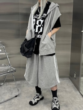 「FLAREUP（フレアアップ）のアイテム（バッグ）」を使った、Never mind the XU / Chikashitsu+さん（レディース・165cm）の夏コーディネート