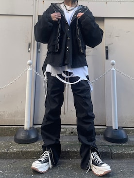 「ANOTHERYOUTH（アナザーユース）のアイテム」を使った、Never mind the XU / Chikashitsu+さん（メンズ・170cm）の冬コーディネート