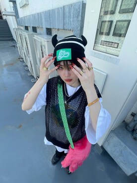 「Never mind the XU / Chikashitsu+（ネバーマインド ザ エックスユー / チカシツプラス）のアイテム」を使った、Never mind the XU / Chikashitsu+さん（レディース・163cm）の春コーディネート