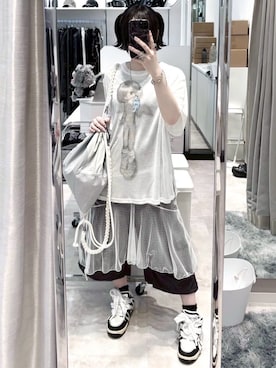 「アイテム（バックパック/リュック）」を使った、Never mind the XU / Chikashitsu+さん（レディース・156cm）の秋コーディネート