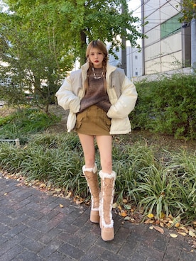 「TGNS（ツーガンズ）のアイテム」を使った、Never mind the XU / Chikashitsu+さん（レディース・162cm）の冬コーディネート