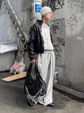 「NOMANUAL（NOMANUAL）のアイテム（帽子）」を使った、Never mind the XU / Chikashitsu+さん（メンズ・173cm）の秋コーディネート